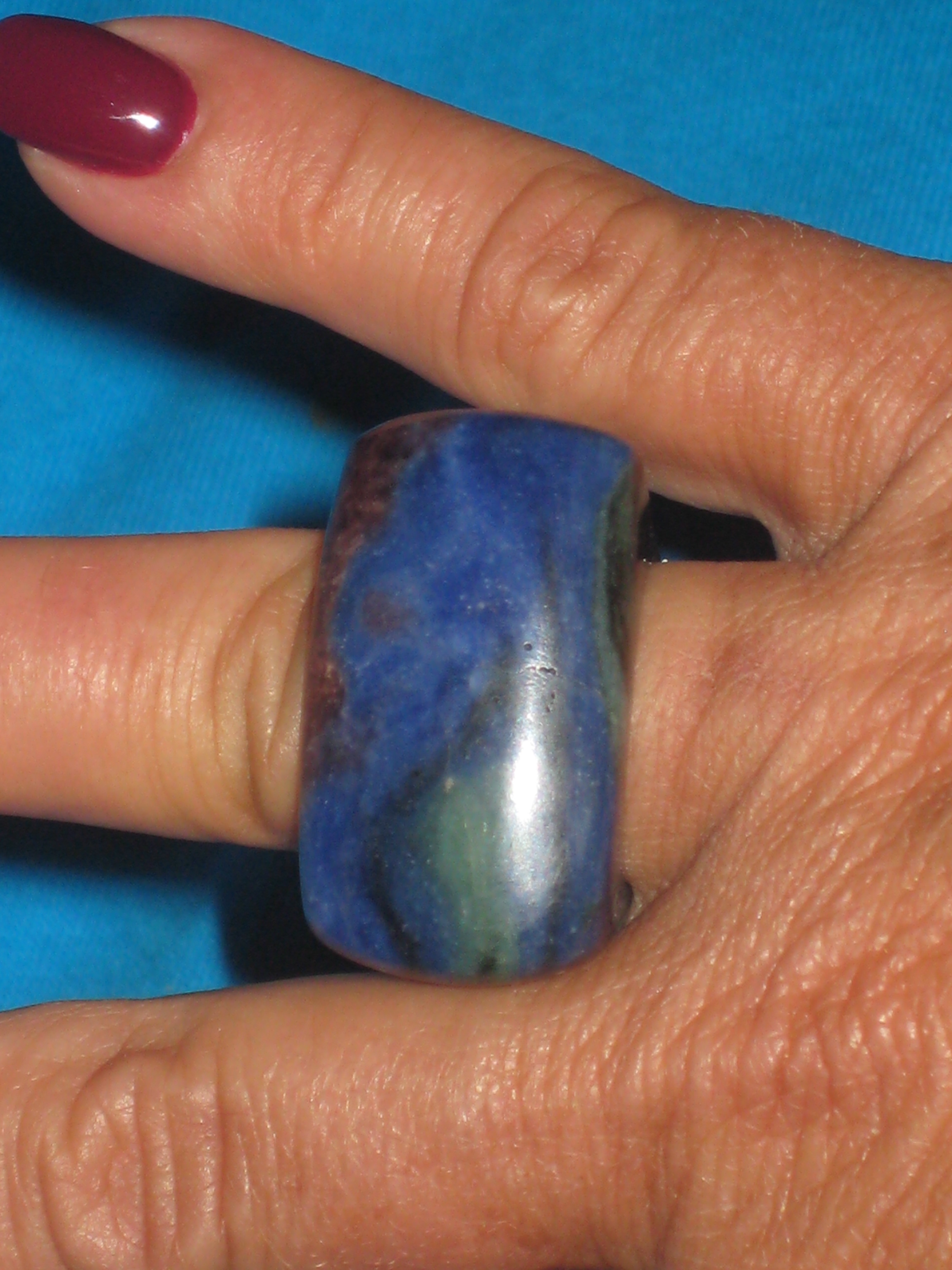 beautiful hand made stone ring. size 7 .